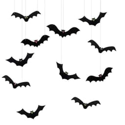 JoFAN hanging bats, 12 pack, 3D realistic black