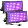 Waygor 50 W UV LED black light floods, 2 pack, IP65, 395 nm