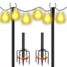 Cymuber string light poles, 2 pack, 10 ft, fence brackets