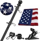 Barcetine flag pole kit, 6 ft stainless, embroidered 3 x 5 flag