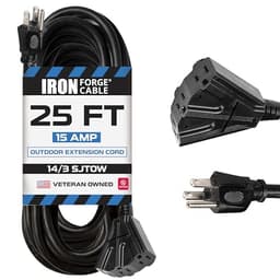 Iron Forge Cable 14/3 outdoor extension cord, 25 ft, 3 outlets