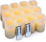 Hausware flameless real wax pillar candles, set of 12, 3 x 4 in, remote and timer