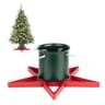 Metal tree stand for live trees up to 6.5 ft, red and green