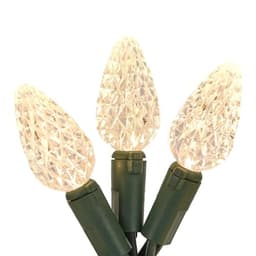 C6 LED string on a spool, 150 bulbs, warm white on green wire