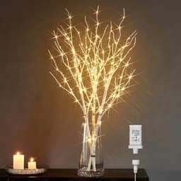 LITBLOOM lighted birch twig branches, 30 in, 150 LED, timer and dimmer