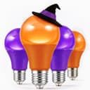 L LOHAS orange and purple A19 LED bulbs, 4 pack, dusk-to-dawn sensor