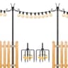 Fijxzct string light poles, 2 pack, 10 ft, 4-prong ground stake