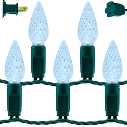 YULETIME C6 LED string, 100 bulbs / 33 ft, cool white, one-piece