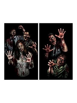 WOWindow Zombie Asylum Halloween window posters, 34.5 x 60 in, 2 pack