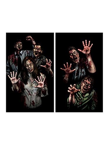 WOWindow Zombie Asylum Halloween window posters, 34.5 x 60 in, 2 pack
