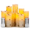 Enpornk birch bark flameless candles, set of 9, real wax, remote, timer