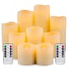 RY King large flameless real wax candles, set of 9, 3 in diameter, remote timer