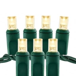 Pro Christmas wide angle LED lights, warm white, green wire, 100 count