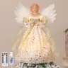 Lewondr lighted angel tree topper, 12 in, gold, 6 h timer