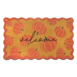 Scalloped pumpkin coco coir doormat, 17 x 30 in