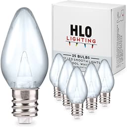 Holiday Lighting Outlet smooth C7 LED bulbs, cool white, 25 pack