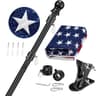 Flag pole kit, 6 ft black metal, with 3 x 5 ft US flag