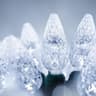 C6 LED string, 70 bulbs / 24 ft, cool white, green wire, commercial grade