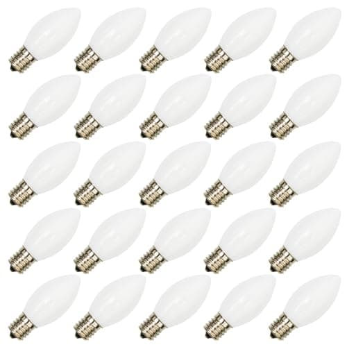SUNSGNE C9 LED replacement bulbs, 25 pack, E17, 0.6 W, 2200 K