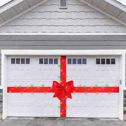 CraftyDream Christmas red bow garage door decoration, with light