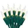 Incandescent mini lights, 100 count, 21 ft, green wire, UL certified