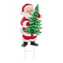Glitzhome metal Santa with tree yard stake, 36 in