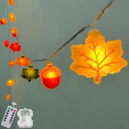 Fall string lights, 10 ft, 20 LED, orange, timer