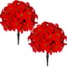 Daynight artificial poinsettia plants with stakes, 24 in, 2 pieces