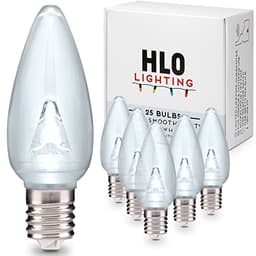Holiday Lighting Outlet smooth C9 LED bulbs, cool white, 25 pack