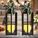 Christmas lanterns, 18 in, set of 2, timer, flameless candles