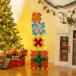 Tangkula 2D lighted gift box tower, 4 boxes, 4 ft, 48 LEDs