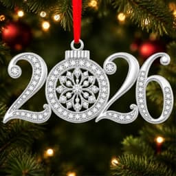 WaaHome 2026 dated silver metal ornament