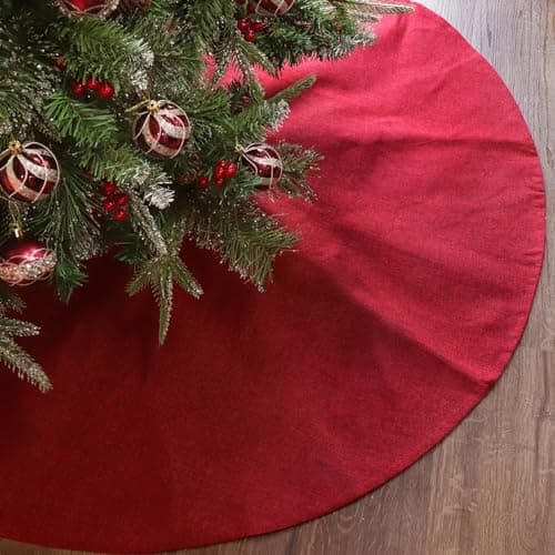 Ivenf burgundy burlap tree skirt, 48 in, double layer