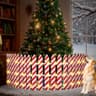 Sasylvia wooden Christmas tree picket fence with LED string, 24 x 142 in