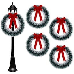 Suncalla Christmas wreaths for lamp posts, 4 pieces, red