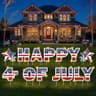 God Bless America 4th of July yard sign, LED light, with stakes