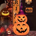 Collapsible light-up pumpkin, 3 ft, stackable jack-o'-lantern