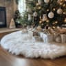AISENO white faux fur tree skirt, 48 in