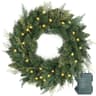 HomeKaren battery pre-lit wreath, 24 in, 150 tips, 50 LED