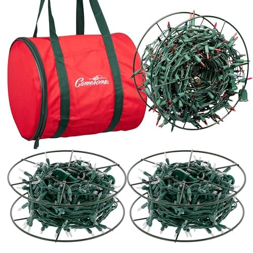 Metal light storage reels, 3 pack, 12 in, with zippered case