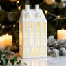 DN DECONATION single white ceramic village house, warm LED