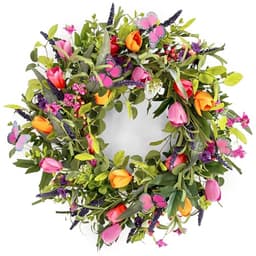 Tulip, butterfly and lavender wreath, 24 in
