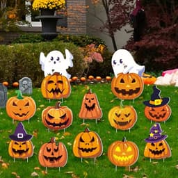 Amyhill Halloween yard signs, 12 pieces, 24 stakes, pumpkins and ghosts