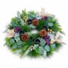 Advent wreath candle holder, 15 in, mixed greenery with pinecones and bows