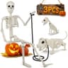 Posable skeleton with dog and cat, 36 in