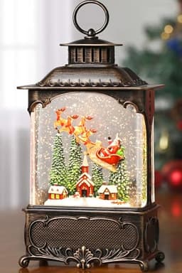 Blansong snow globe lantern, 10.2 in, 6 hour timer, USB or battery