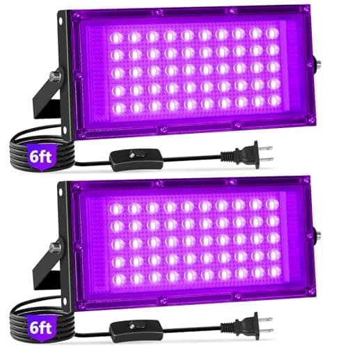 YAYIT 50 W LED black lights, 2 pack, IP66, switch and plug