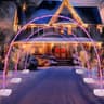Burbell candy cane light arches, 3 pack, 9 ft, red and white, 8 modes