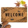 Spider web Halloween coir doormat, 30 x 17 in