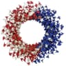 Patriotic wreath, 22 in, red, white and blue with iron star accents